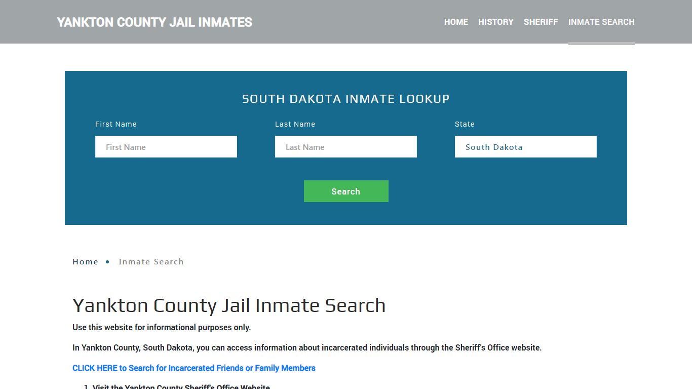 Yankton County, SD Detainee Lookup