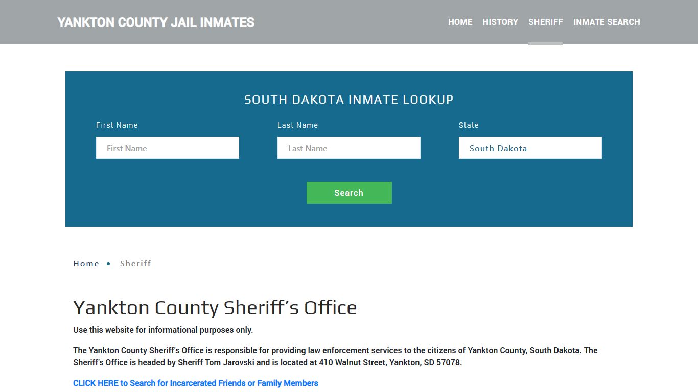 Yankton County Sheriff, SD Arrest Warrant Lookup